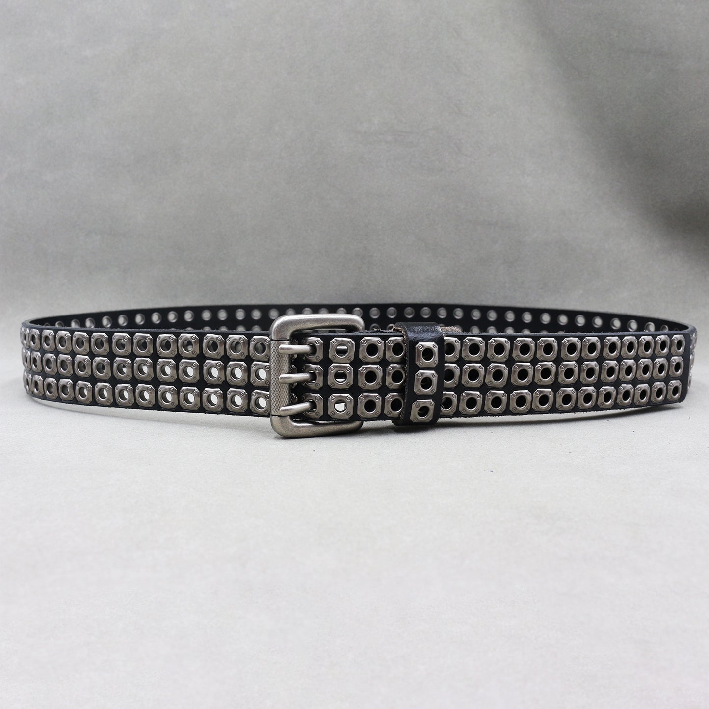 Men's Punk Eyelet Hollow-out Rivets Real Cowhide Belt