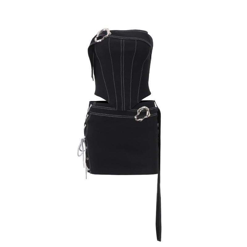 Tube Top Irregularly Slimming Slim Fit Street Tight Skirt Suit