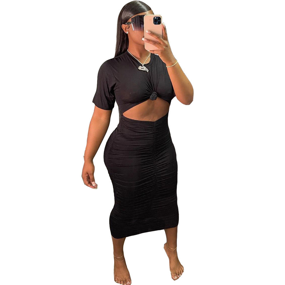 Ruched Short Sleeve Dress Set