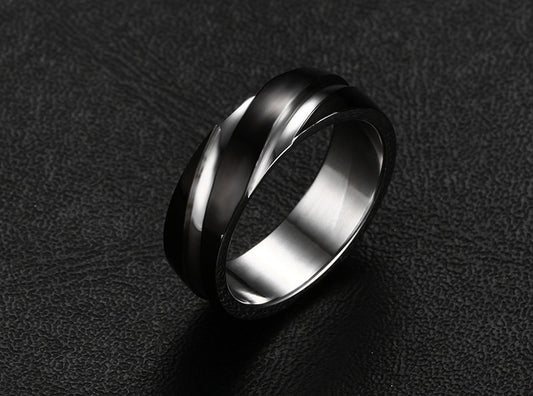 Men's Black Titanium Steel Twill Ring
