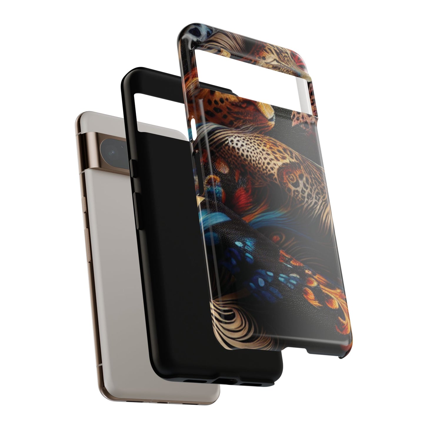 Stylish Tough Phone Case with Elegant Black and Gold Design