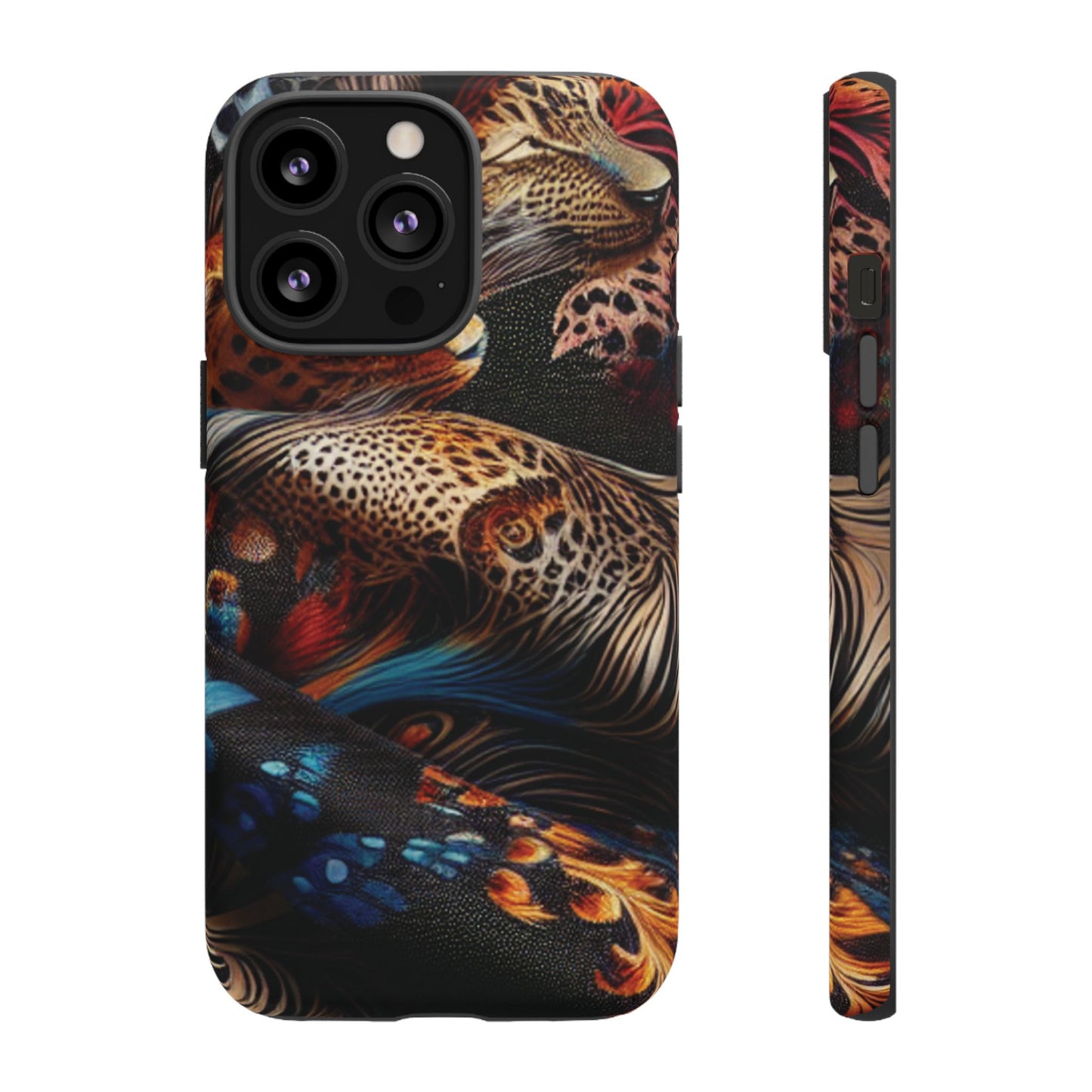 Stylish Tough Phone Case with Elegant Black and Gold Design