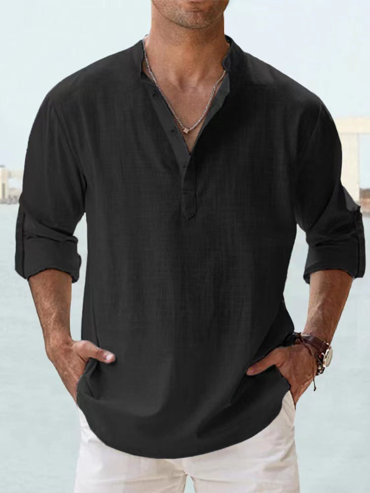 Men's Casual Cotton Linen Loose Shirts