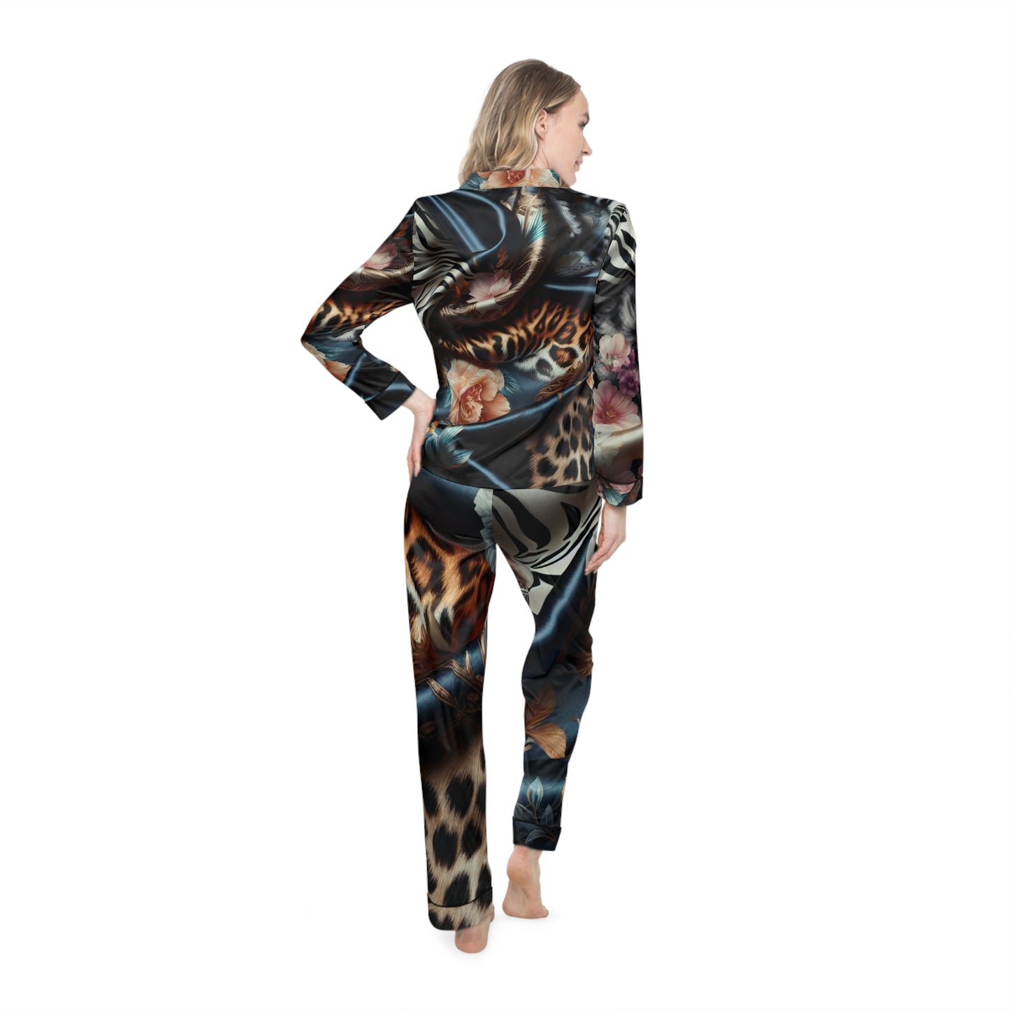 Luxurious Floral Satin Pajamas for Women, Cozy Nightwear, Loungewear Set, Perfect Gift for Birthdays, Anniversaries, Self-Care