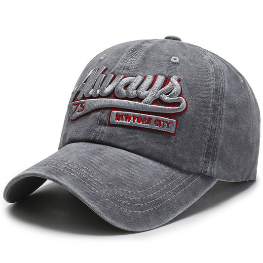 Washed Denim Casual Baseball Cap For Men by GJG Denim