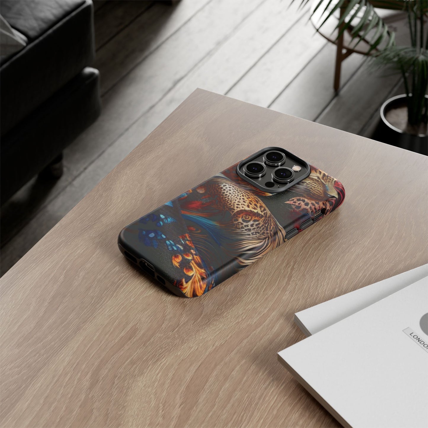 Stylish Tough Phone Case with Elegant Black and Gold Design