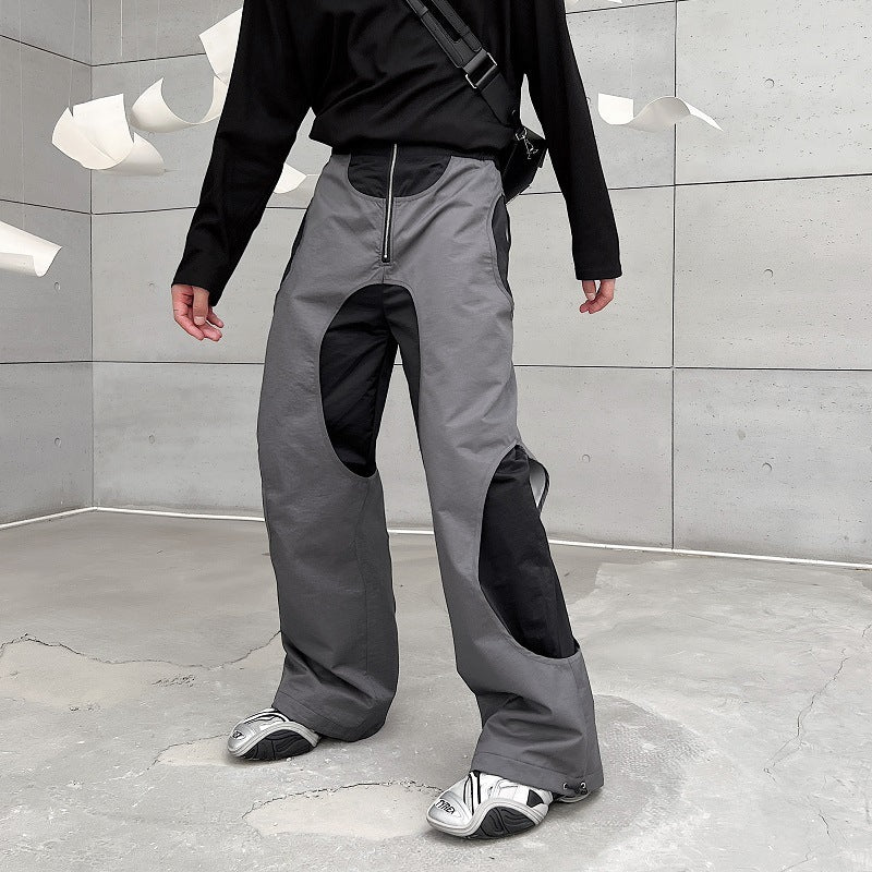 Design Sense Hollow Hole Patch Casual Pants Men
