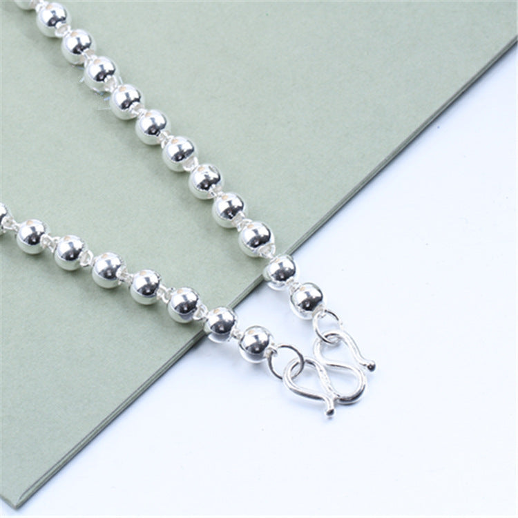 Men's Round Beads Silver Necklace