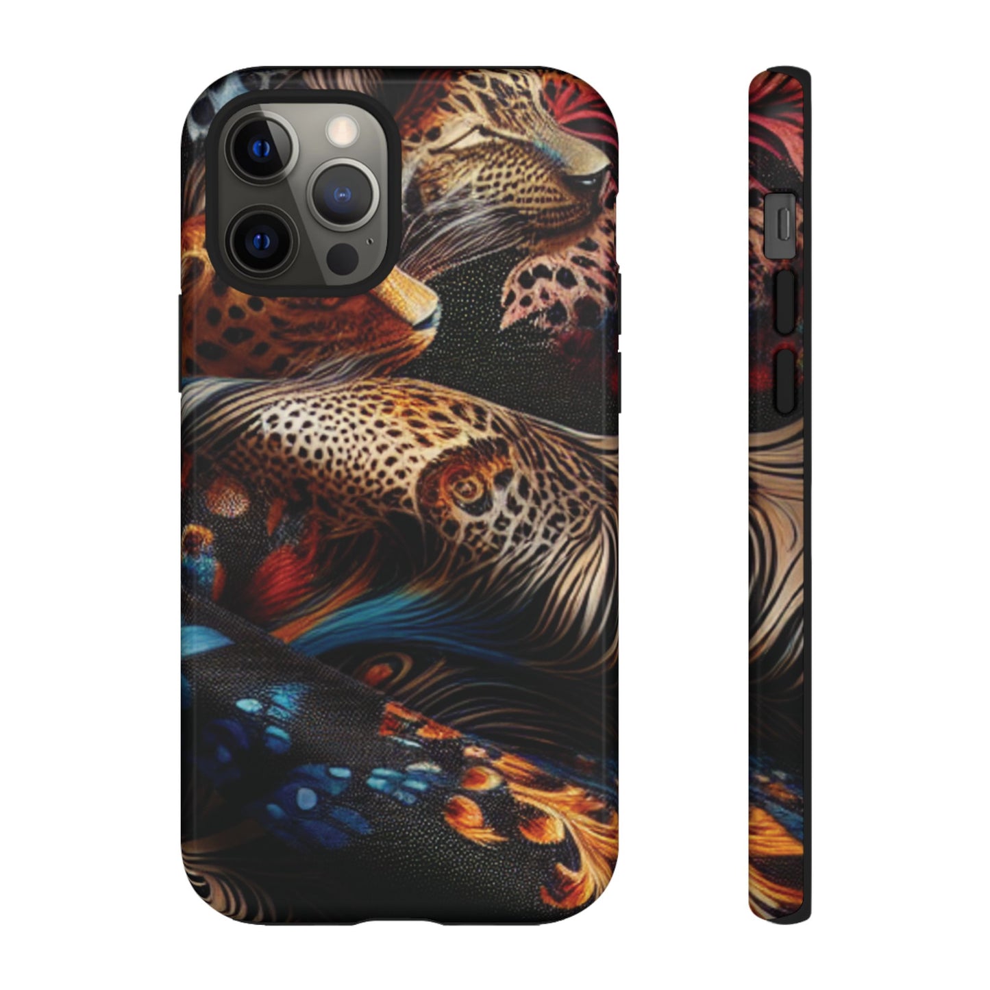 Stylish Tough Phone Case with Elegant Black and Gold Design