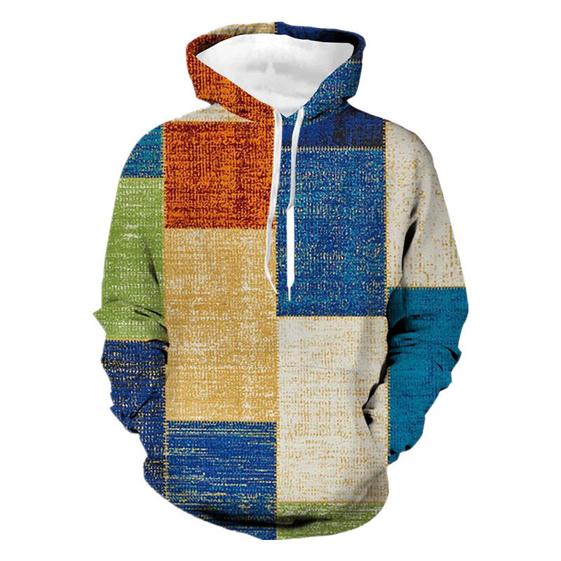 Men's Stitching Pattern 3D Digital Printing Hoodie