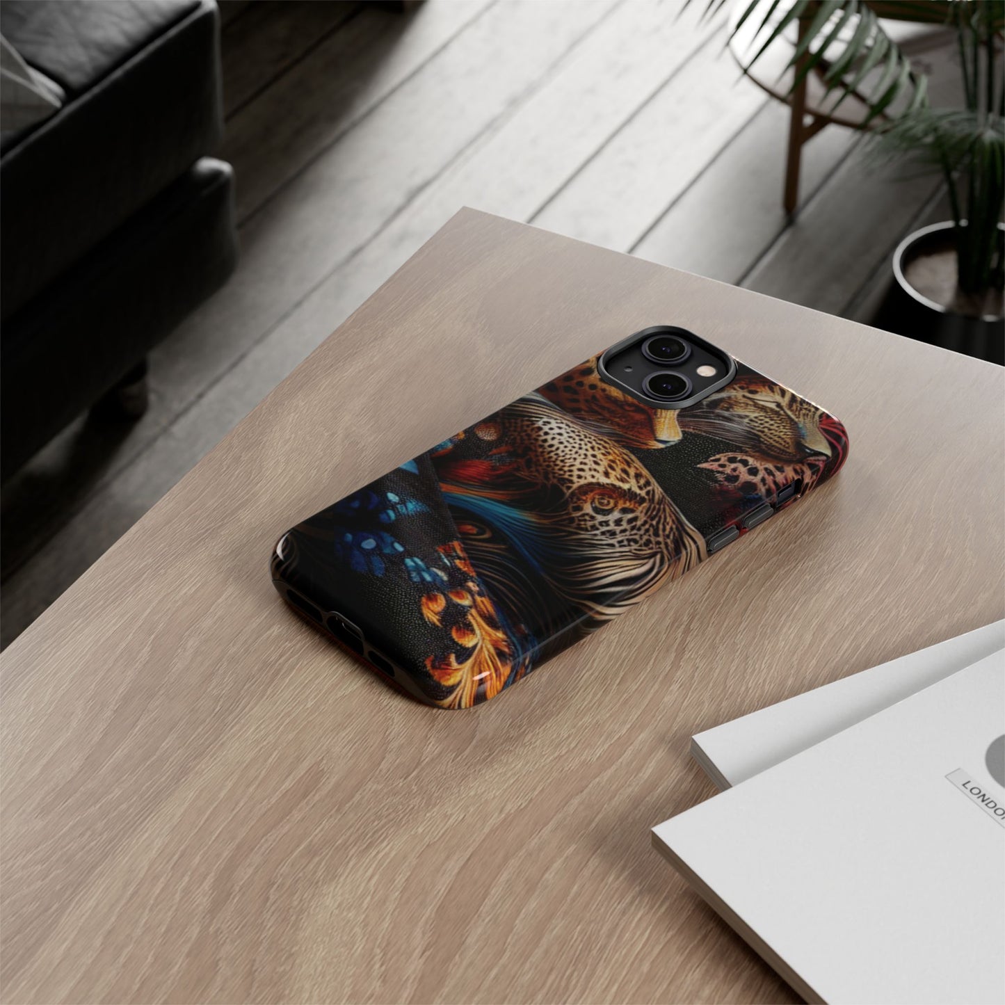 Stylish Tough Phone Case with Elegant Black and Gold Design