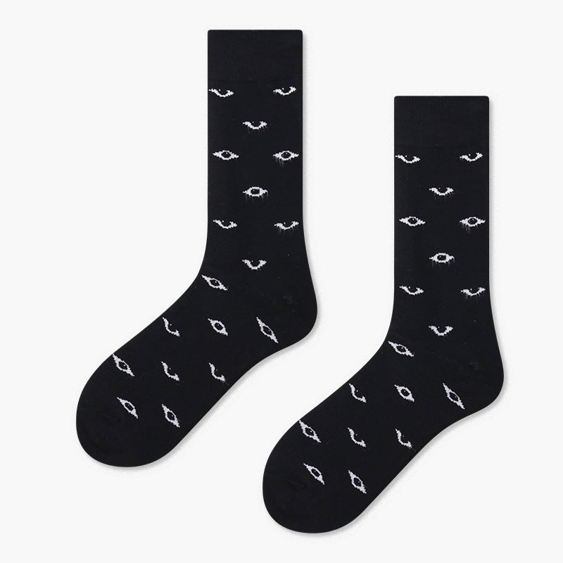 Men's Creative And Minimalist Printed Casual Breathable Mid Length Socks