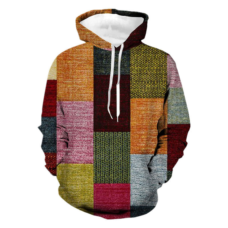 Men's Stitching Pattern 3D Digital Printing Hoodie