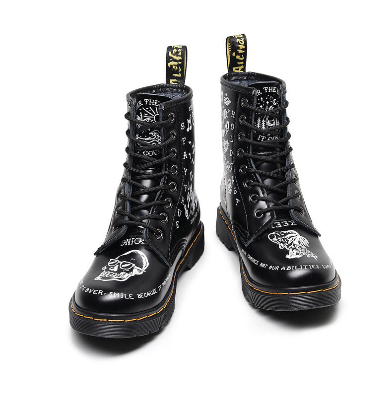 Men's Hard Leather Graffiti Boots