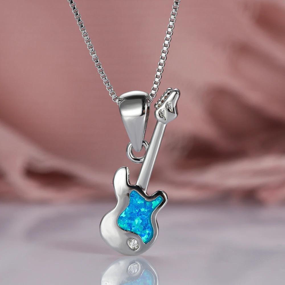 Men's Blue Opal Guitar Necklace by GJG Denim