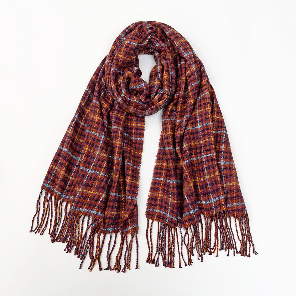Men's Cashmere Plaid Tassel Scarf
