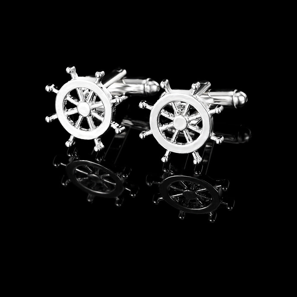 Men's Trendy Rudder Cufflinks and Tie Clip Set