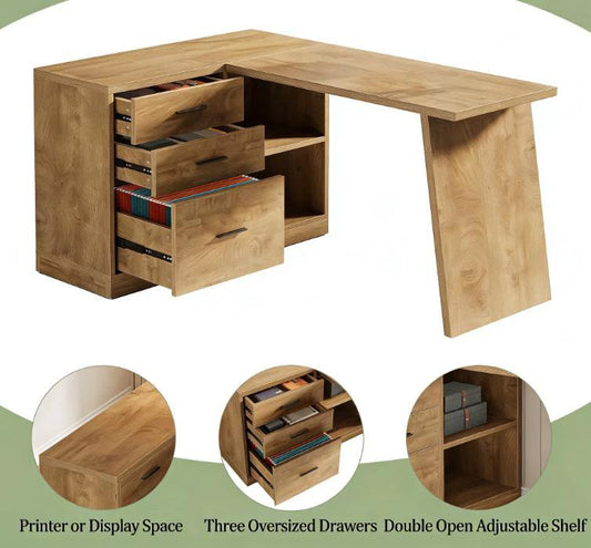 Corner Writing Desk, L-Shaped Office Desk, Computer Desk by GJG Denim