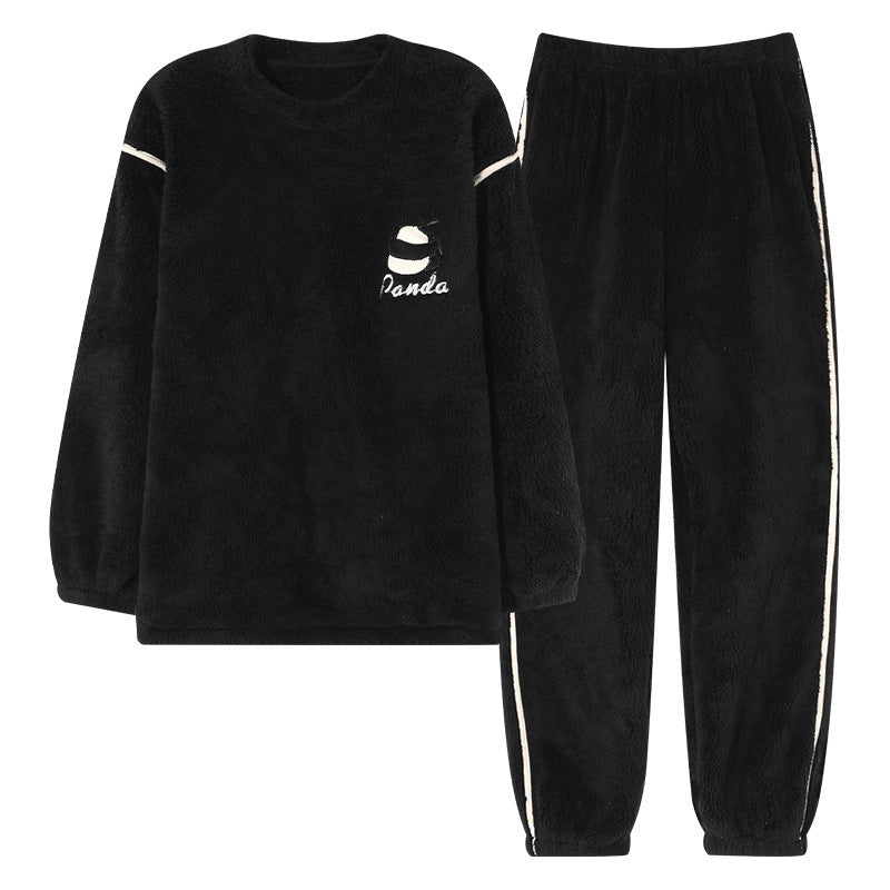 Men's Thick Thermal Pullover Round Neck Flannel Pajamas