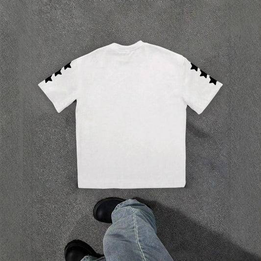 Personality Street Hip Hop Style Letter Pattern T-shirt Retro by GJG Denim