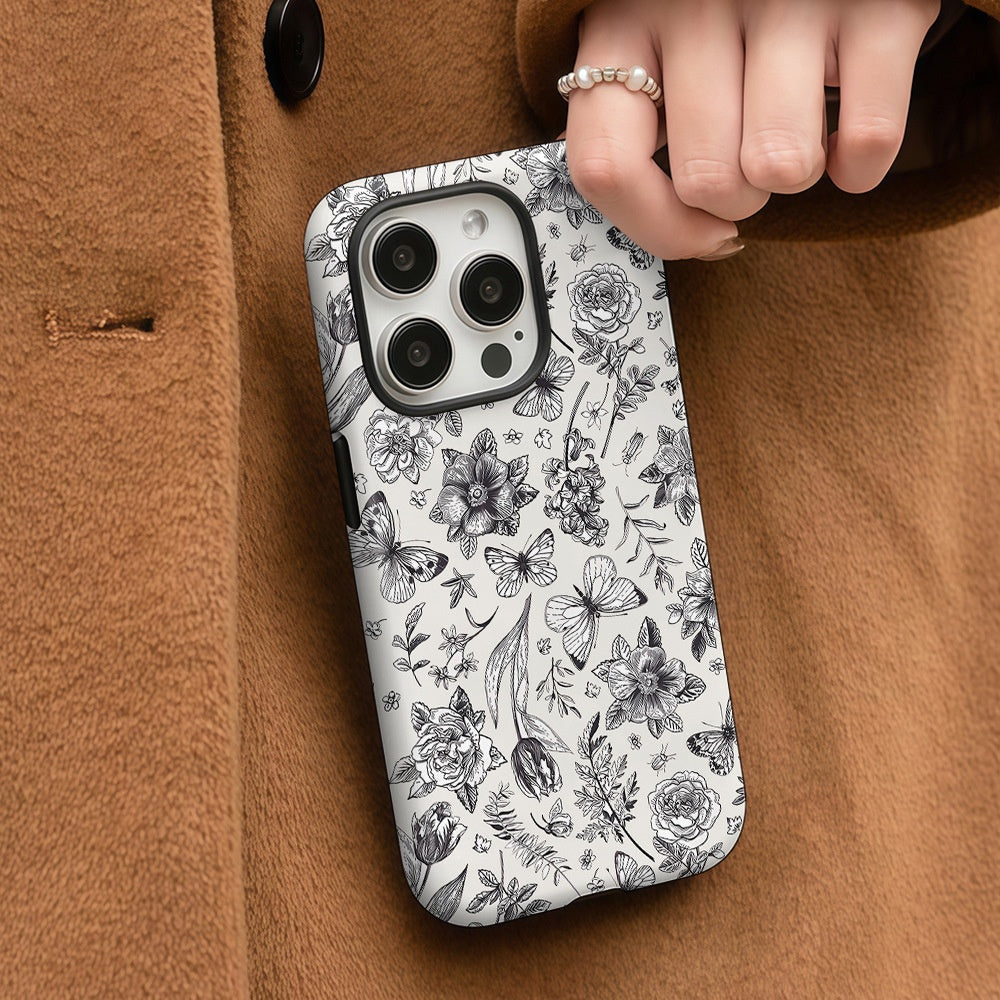 Anti-fall Feilin Phone Case Retro Illustration Butterfly