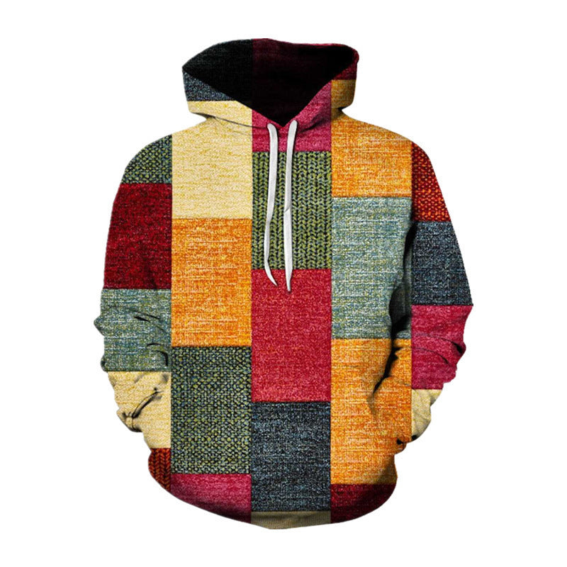 Men's Stitching Pattern 3D Digital Printing Hoodie