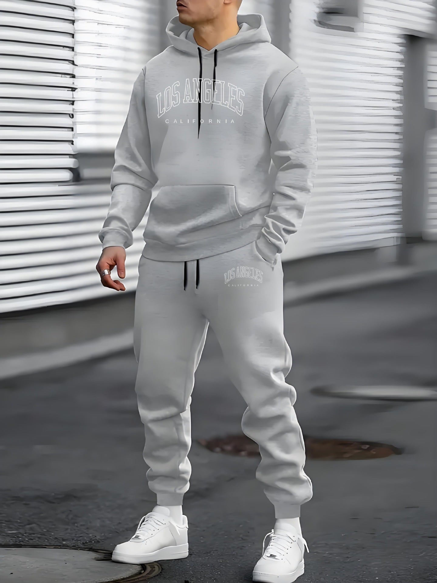 Men's Fleece-lined Letter Print Suit