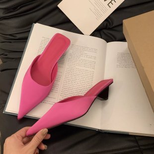 Women's Low Heel Square Toe Back Empty Shaped Sandals by GJG Denim