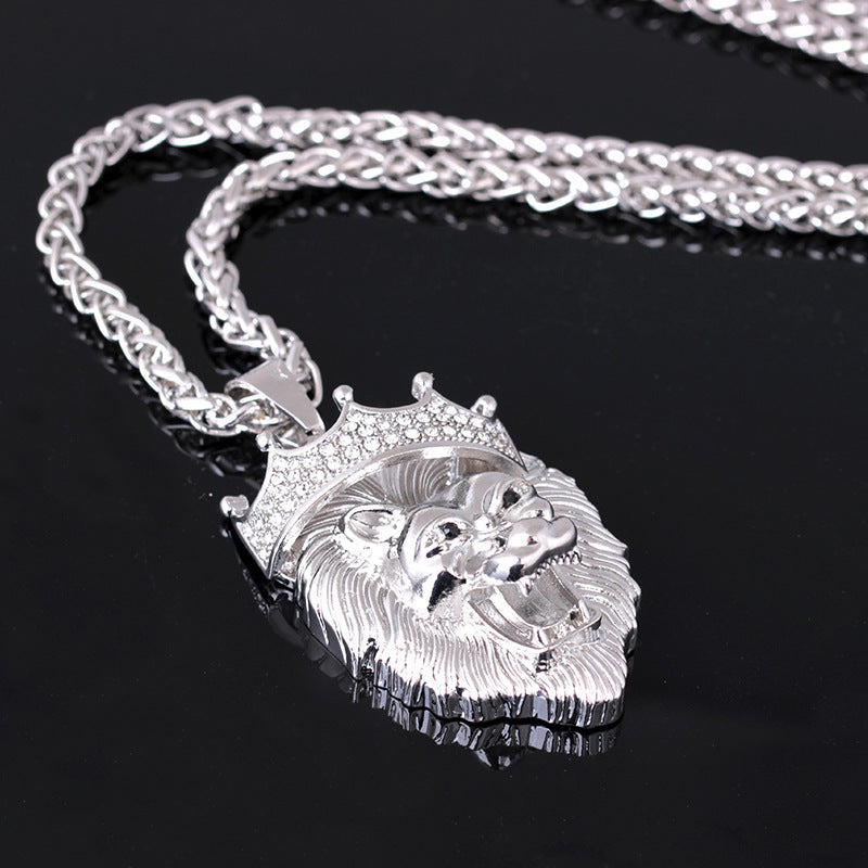 Silver and Gold Plated Crown Lion Luminous Necklace