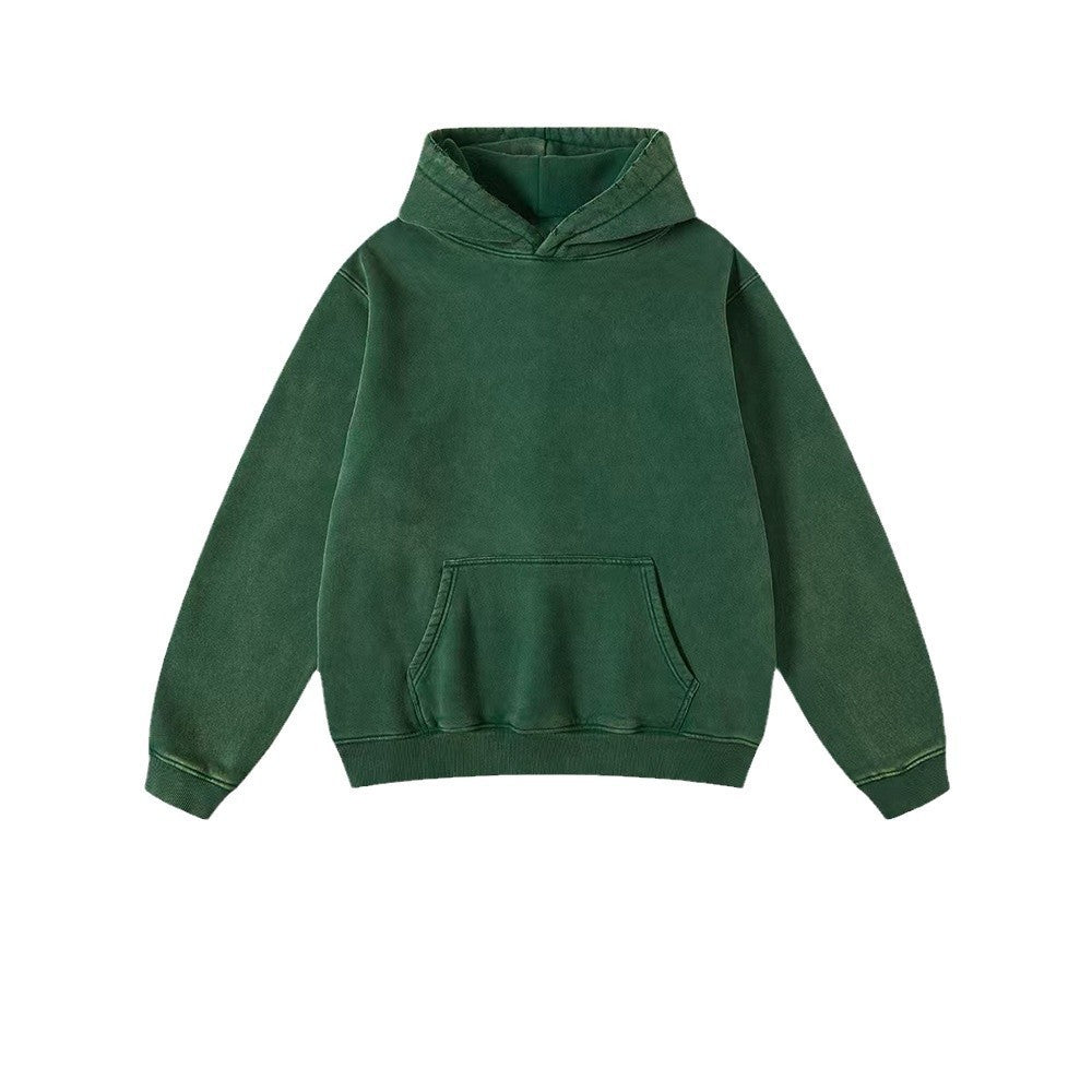 Men's Heavy Fleece-lined Thickened Retro Washed Sweater