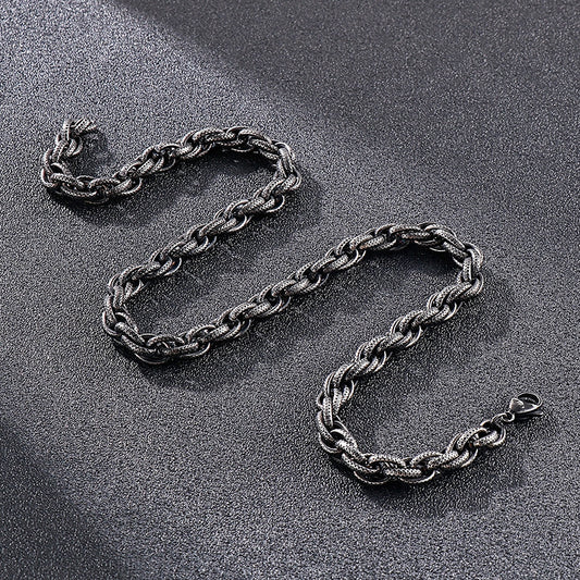 Black Dot Pattern Men's Stainless Steel Necklace