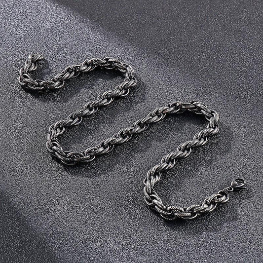 Black Dot Pattern Men's Stainless Steel Necklace by GJG Denim