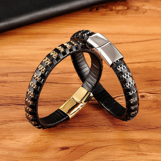 Men's Stainless Steel Multi-leather Rope Bracelets
