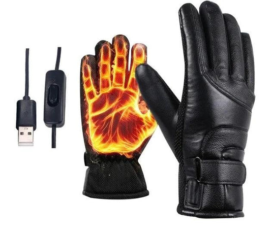 Men's Electric USB Heated Winter Warming Windproof Gloves by GJG Denim