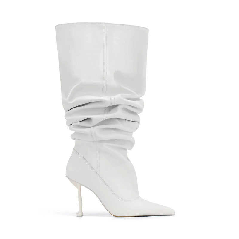Big Tube Circumference Pointed Toe Stiletto Heel Catwalk Party Boots