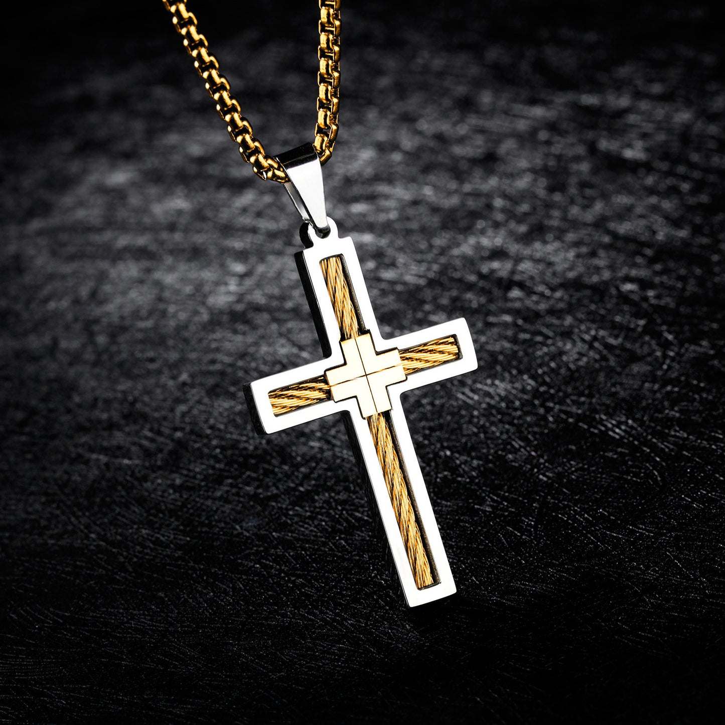 Men's Titanium Steel Wire Cross Necklace