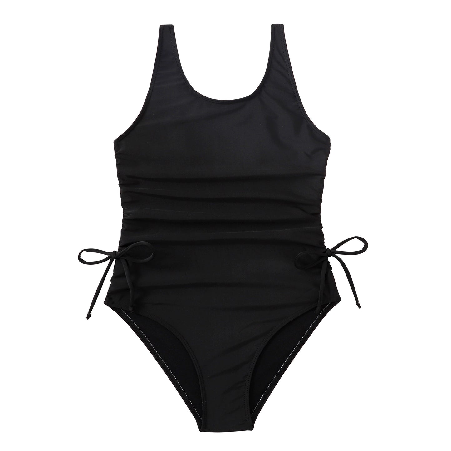 Bikini Solid Color Pleated Tie Than Swimsuit