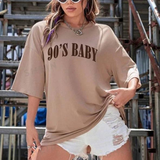 Loose Casual Letter Print Women's Short Sleeve by GJG Denim