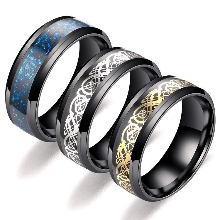 Men's Dragon Pattern Stainless Steel Rings