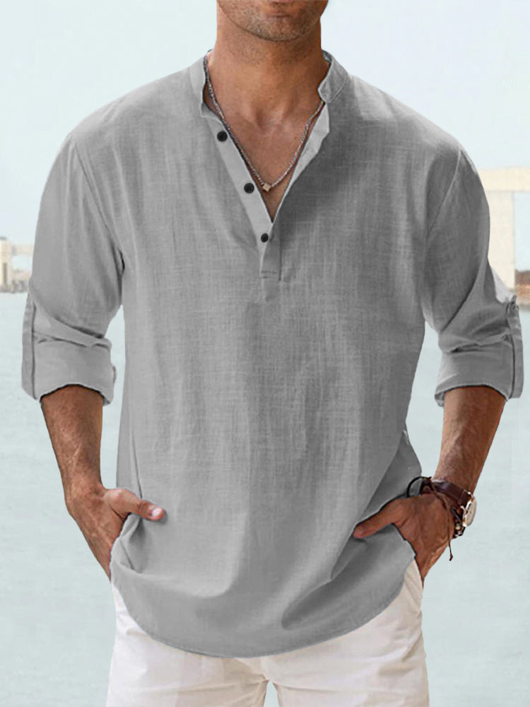 Men's Casual Cotton Linen Loose Shirts