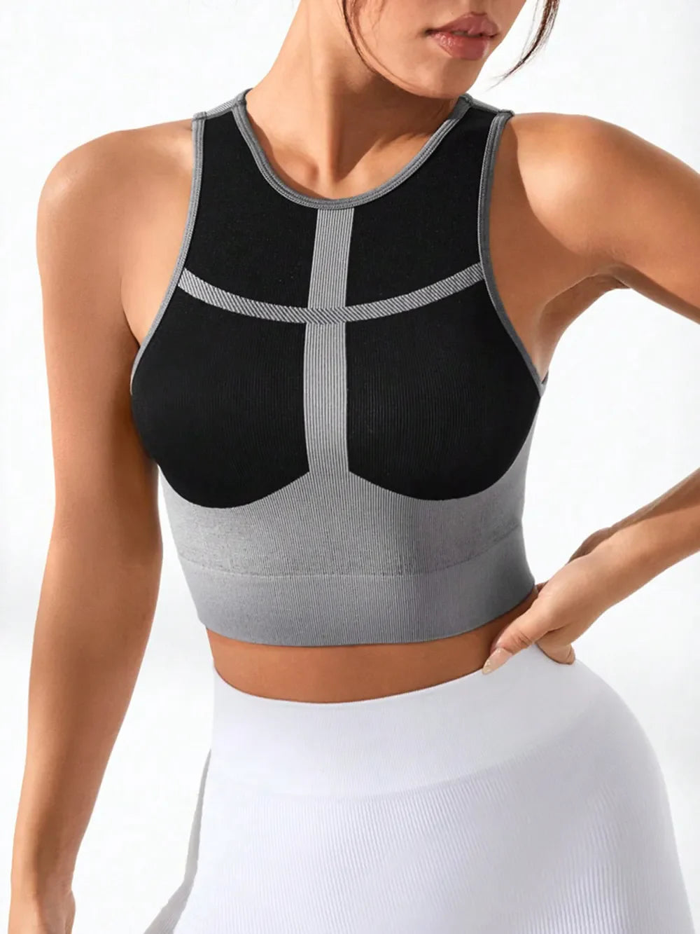 Women's Color Block Round Neck Active Tank