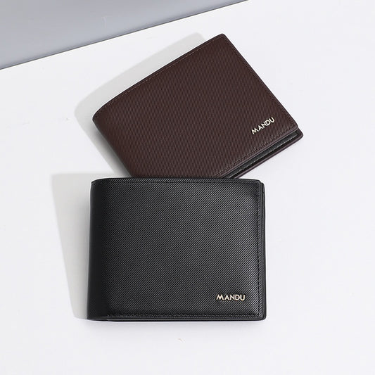 Men's PU Twill Short Anti-theft Swiping Multifunctional Wallet For Men