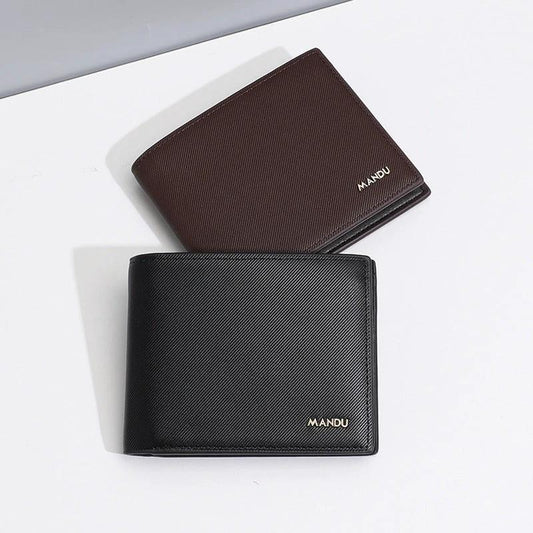 Men's PU Twill Short Anti-theft Swiping Multifunctional Wallet For Men by GJG Denim