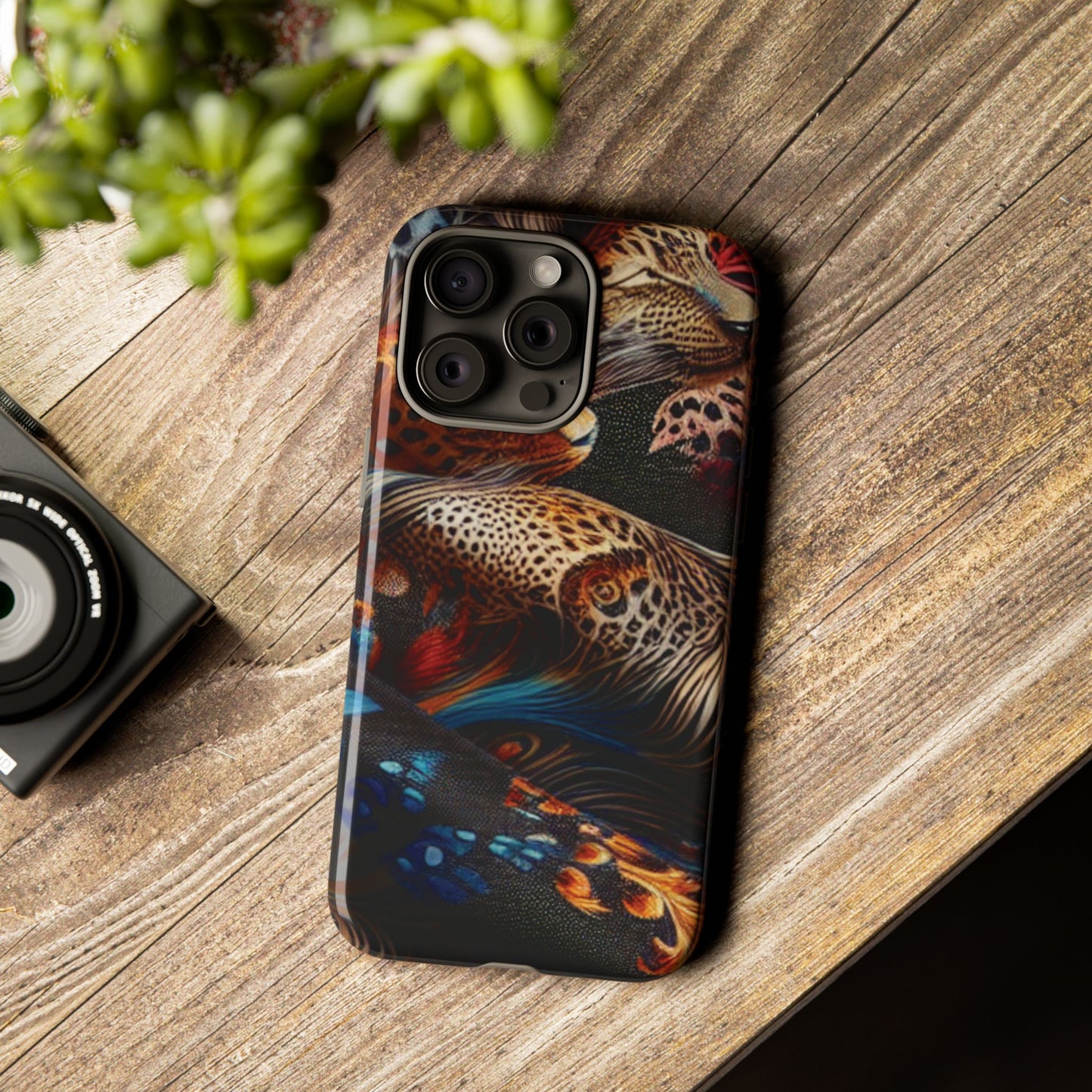 Stylish Tough Phone Case with Elegant Black and Gold Design