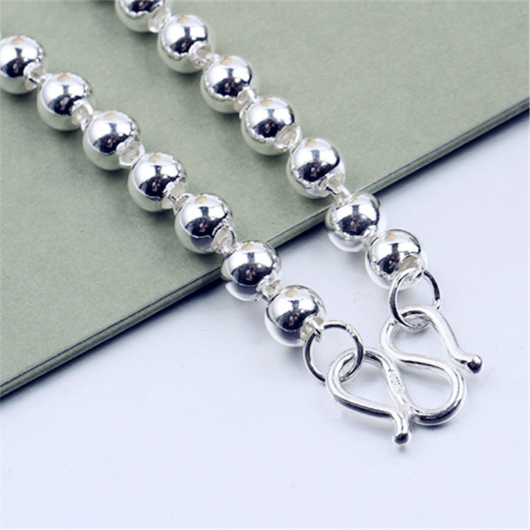 Men's Round Beads Silver Necklace