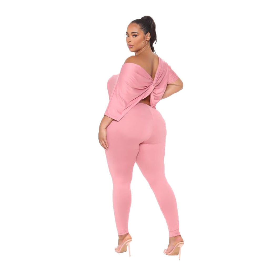 Twist Backless T-Shirt Pants Set