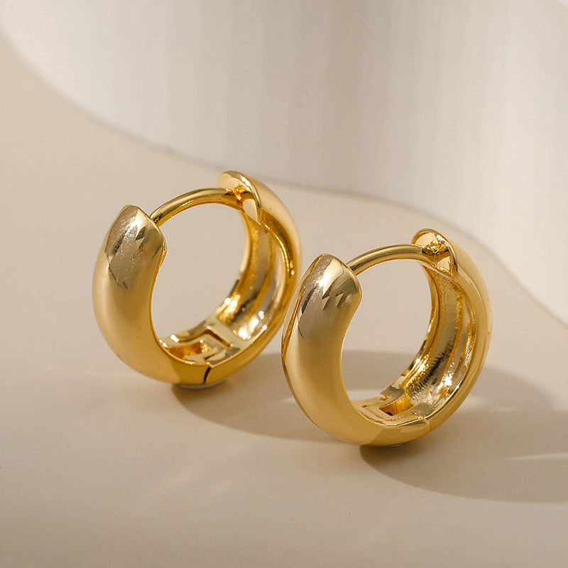 Women's Versatile And Simple Plain Hoop Earrings