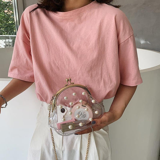 Pearl Jelly Chain Messenger Bag Women