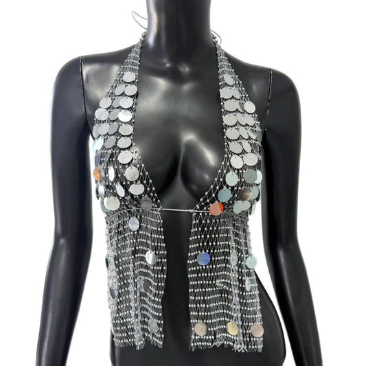 Fashion Fishnet Rhinestone Sequins Sling Women by GJG Denim
