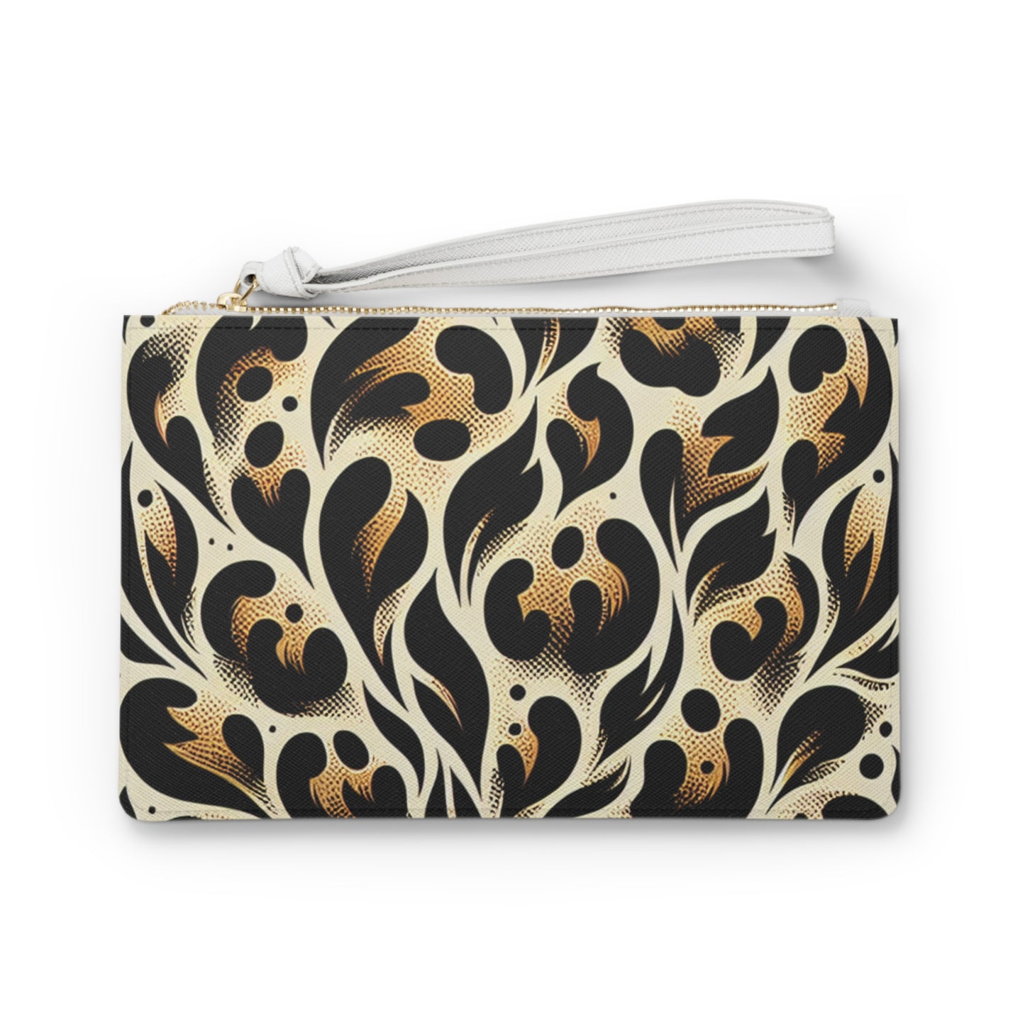 Chic Black & Gold Floral Clutch Bag, Fashion Accessory, Evening Bag, Gift for Her, Stylish Purse, Party Bag